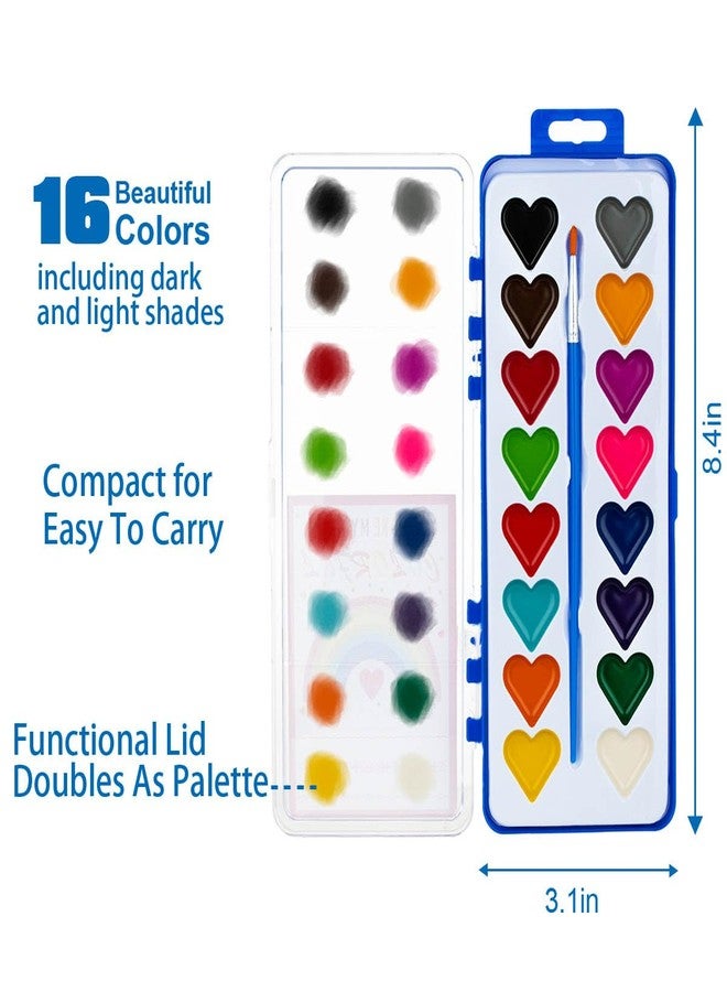 DOSEWART 36Pack Heart Watercolor Paint Set with Paintbrush for Kids, Valentines Day Gifts for Kid Prizes Exchange Gifts Valentines Party Favors for Preschool Classroom School - Image 2